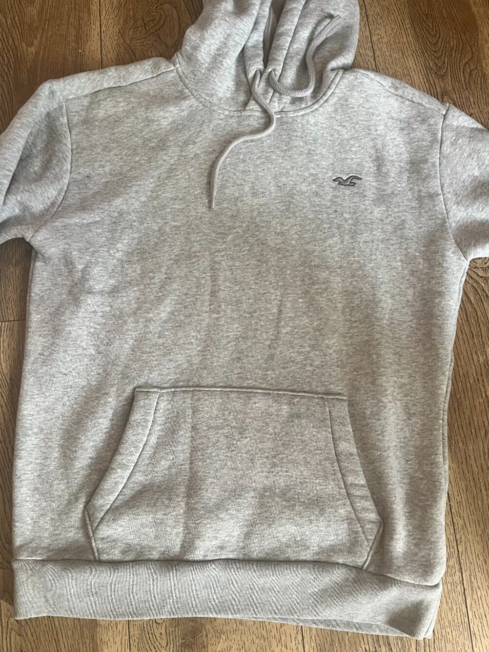 Hollister Men’s (unisex) Pullover Fleece Hoodie Logo Sz M Heather Grey - Picture 3 of 8